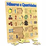 Brinquedos Educativo Infantil Número e quantidades em MDF - Quebra Cabeça Pedagógico de Encaixe