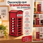 Cabine Telefônica Decorativa Pequena em MDF 15x6,5x6,5 cm - Decoração Criativa e Charmosa