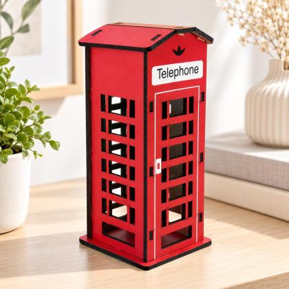 Cabine Telefônica Decorativa Pequena 15x6,5x6,5 cm MDF
