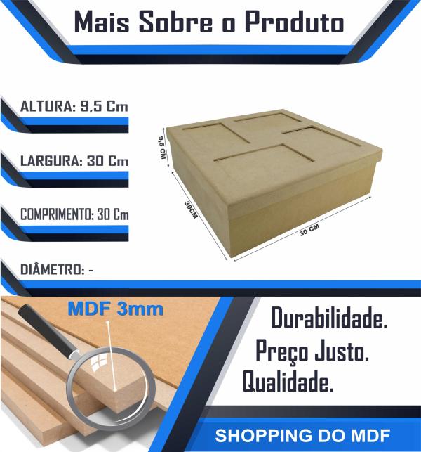 CAIXA 04 FOTOS 30X30X9,5CM Mdf Crú CAIXA 04 FOTOS 30X30X9,5CM Mdf Crú