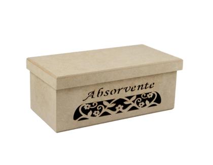 Caixa Absorvente Floral 21X10X8,5 Cm Mdf Crú