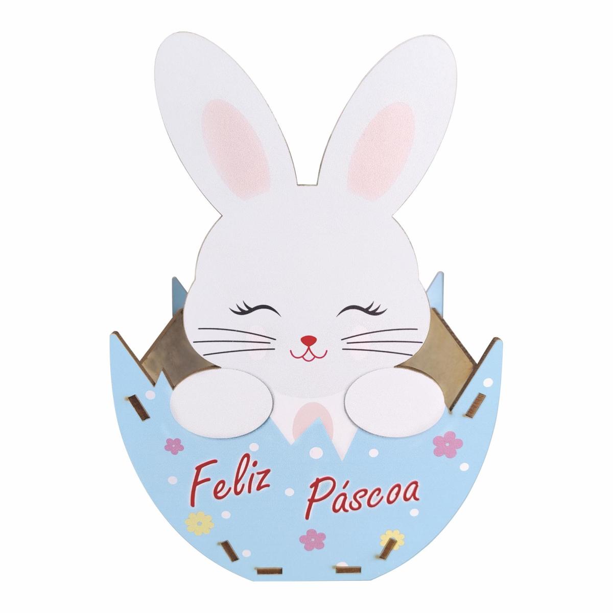 Caixa - Cachepô coelho da páscoa Azul