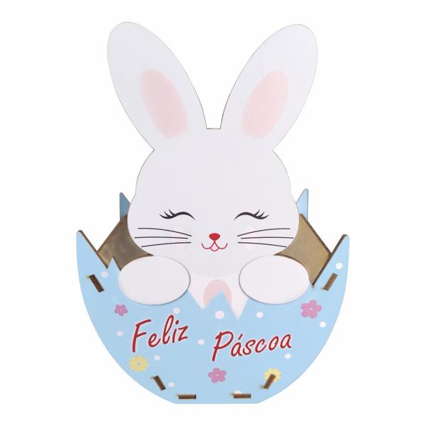 Caixa - Cachepô coelho da páscoa Azul