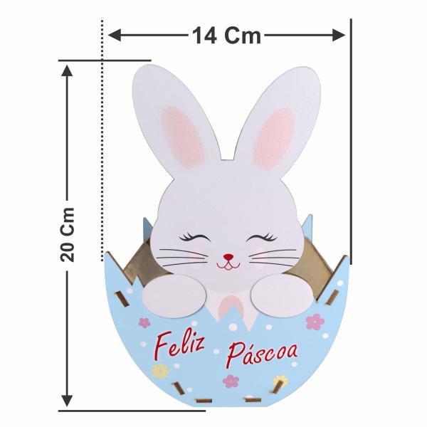 Caixa - Cachepô coelho da páscoa Azul