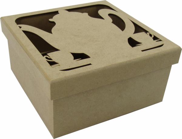 CAIXA CHA BULE 04 DIV. T/S 16X16X8,5CM MDF CRÚ