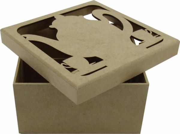 CAIXA CHA BULE 04 DIV. T/S 16X16X8,5CM MDF CRÚ