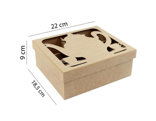 CAIXA CHA BULE 06 DIV. T/S 22X18,5X9CM MDF CRÚ