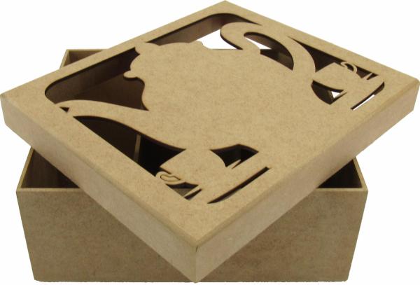 CAIXA CHA BULE 06 DIV. T/S 22X18,5X9CM MDF CRÚ