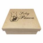 Caixa Coelho Páscoa  16X16X6CM MDF Crú