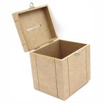 Caixa Cofre Cofrinho em MDF Cru Riscado 15x13x16 Cm com Fecho para Cadeado - Ideal para Economizar e Decorar