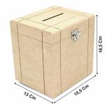 Caixa Cofre Cofrinho em MDF Cru Riscado 15x13x16 Cm com Fecho para Cadeado - Ideal para Economizar e Decorar
