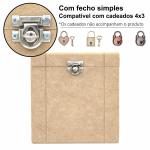 Caixa Cofre Cofrinho em MDF Cru Riscado 15x13x16 Cm com Fecho para Cadeado - Ideal para Economizar e Decorar