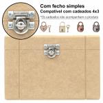 Caixa Cofre Cofrinho em MDF Cru Riscado quadrada com Fecho para Cadeado - Ideal para Economizar e Decorar