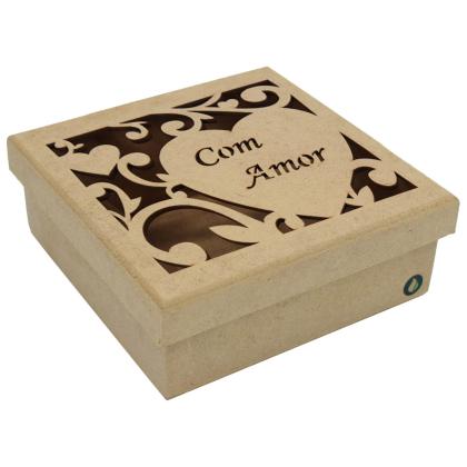 Caixa de MDF com Amor 16x16x6 Cmmdf Crú