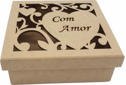 Caixa com amor 16x16x6 cmmdf crú