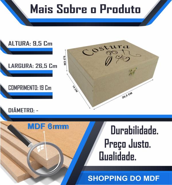 CAIXA COSTURA DOBRAD. M 26,5X19,5X9,5CM Mdf Crú