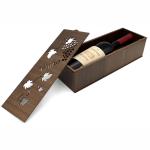 Caixa de Vinho MDF 37x13x9 com Tampa de Correr a Laser Madeira Nogueira - Envio Rápido
