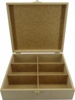 Caixa Sabonete Dobradiça 06 Divisórias 24,5X22,5X7Cm Mdf Crú
