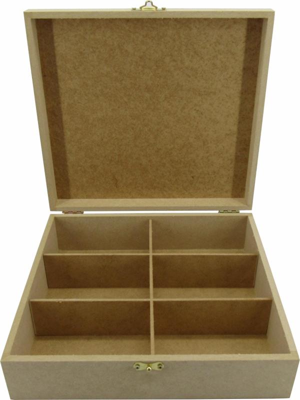 Caixa Sabonete Dobradiça 06 Divisórias 24,5X22,5X7Cm Mdf Crú