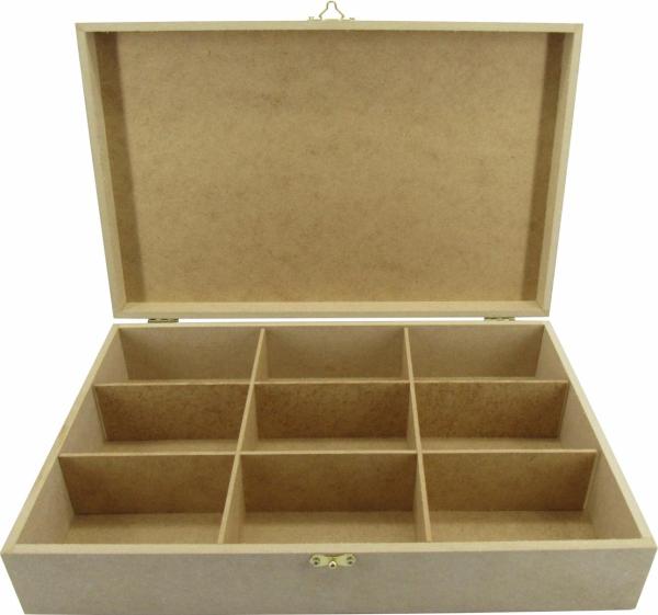Cópia-Caixa Sabonete Dobradiça 09 Divisórias 36x23x7,5cm Mdf Crú