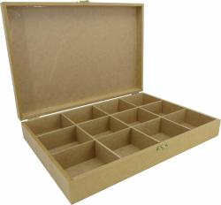 Caixa dobradiça 12 div. 33,5x23x5,5cm mdf crú
