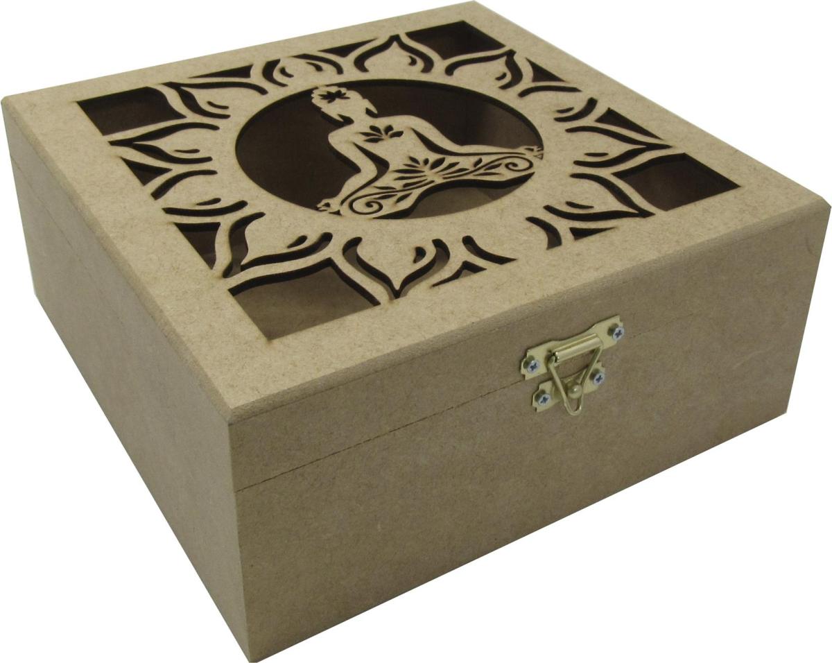 CAIXA DOBRADICA BUDA 20X20X8CM MDF Crú