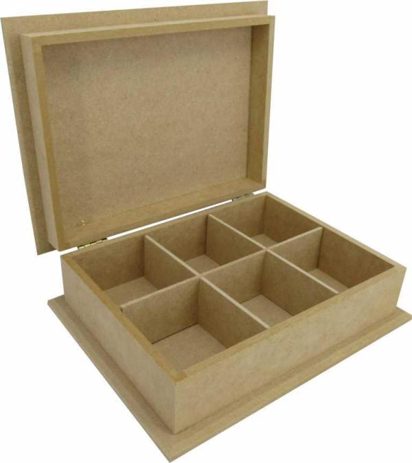 Caixa Dobradiça C/ Base 06 Div.  23X17,5X7,5CM Mdf Crú Caixa Dobradiça C/ Base 06 Div.  23X17,5X7,5CM Mdf Crú