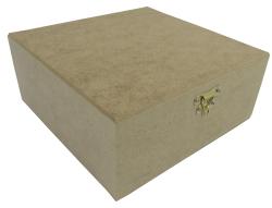 Caixa organizadora em mdf cru com dobradiça e fecho 20x20x8cm lisa