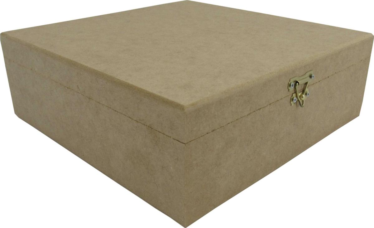 Caixa organizadora em MDF Cru com Dobradiça e fecho 25x25x8cm Lisa