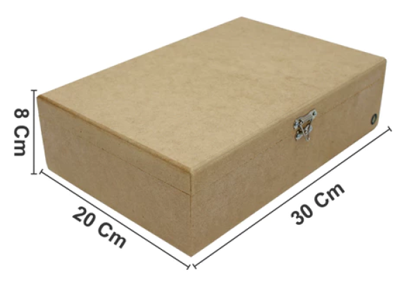 Caixa Dobradiça Lisa 30x20x8cm Mdf Crú