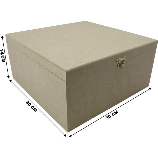 Caixa Dobradiça Lisa 30x30x14cm Mdf Crú