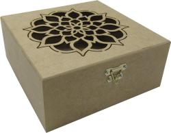Caixa dobradiça mandala 20x20x8cm mdf crú
