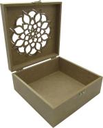 Caixa Dobradiça Mandala 20x20x8cm Mdf Crú