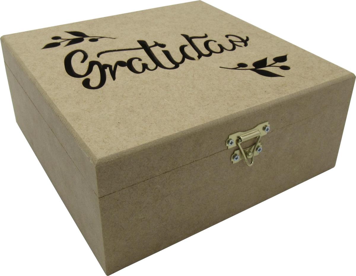 CAIXA DOBRADICA GRATIDAO 20X20X8CM MDF Crú