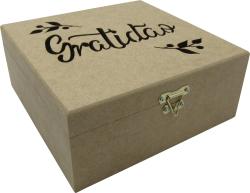 Caixa dobradica gratidao 20x20x8cm mdf crú