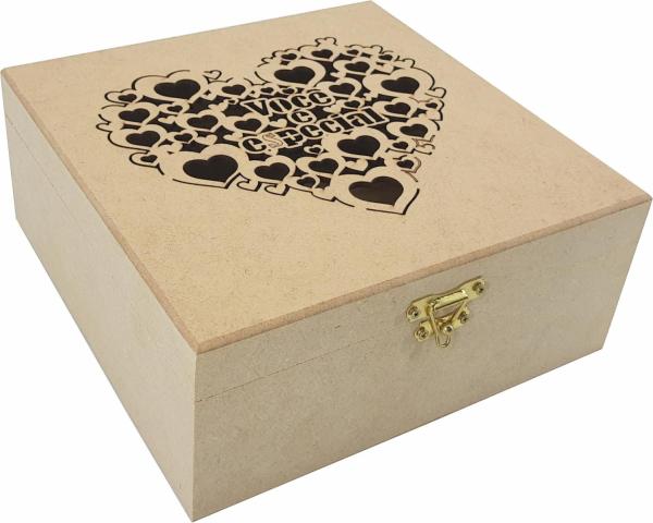 CAIXA DOBRADICA VOCE E ESPECIAL 20X20X8CM MDF Crú