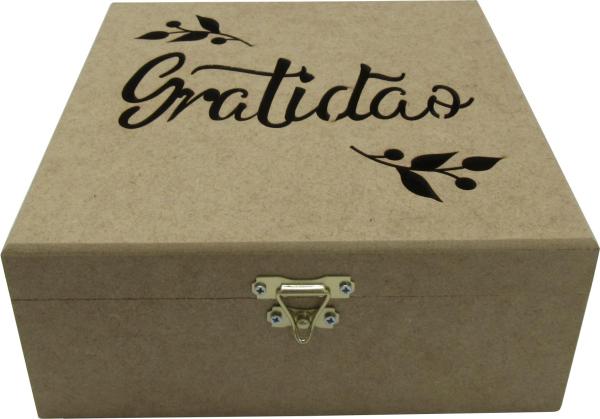 CAIXA DOBRADICA GRATIDAO 20X20X8CM MDF Crú