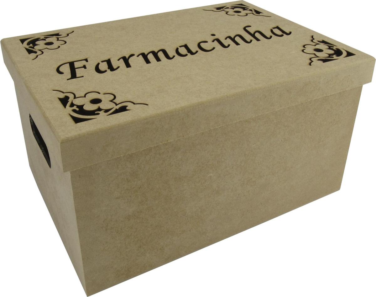 CAIXA FARMACINHA C/ALCA FLORAL 31X22X17CM MDF CRÚ
