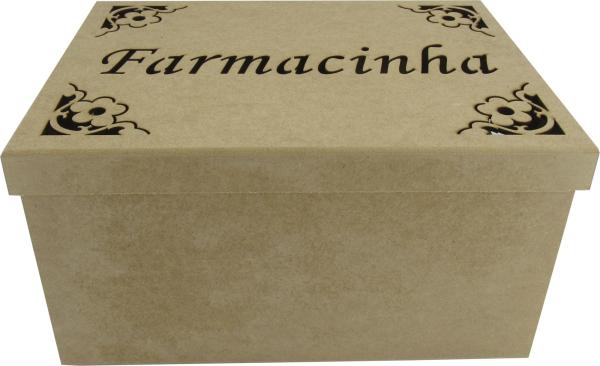 CAIXA FARMACINHA C/ALCA FLORAL 31X22X17CM MDF CRÚ