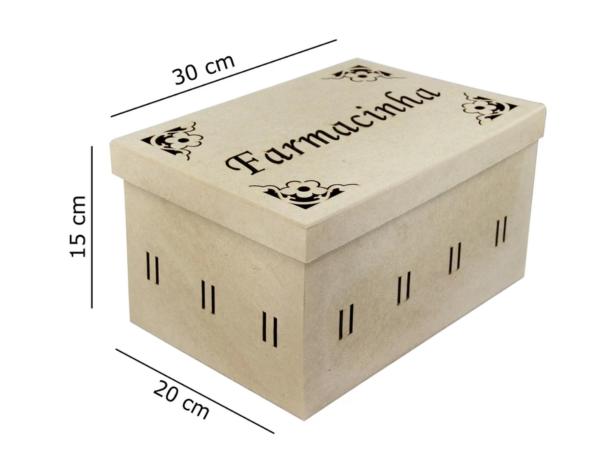 CAIXA FARMACINHA PASSA FITA  30X20X15CM MDF CRÚ