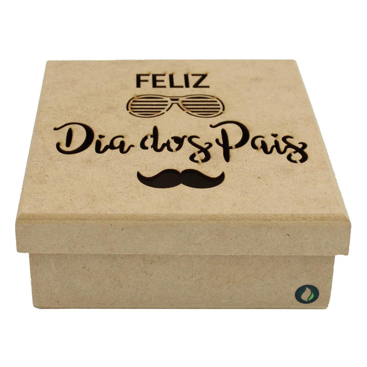 CAIXA FELIZ DIAS DOS PAIS 16X16X6CM MDF Crú