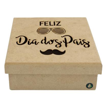 CAIXA FELIZ DIAS DOS PAIS 16X16X6CM MDF Crú