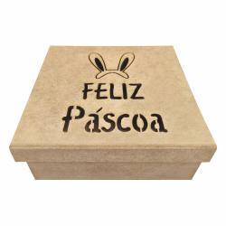 Caixa feliz páscoa 16x16x6cm mdf crú
