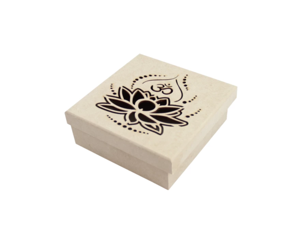 CAIXA FLOR DE LOTUS 16X16X6CM MDF Crú