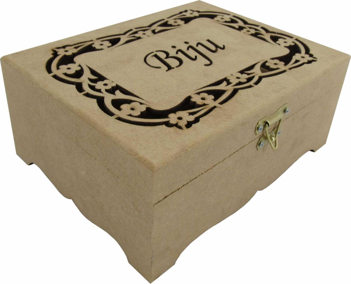 Caixa Joias Vazada Biju 20X15,5X8CM Mdf Crú