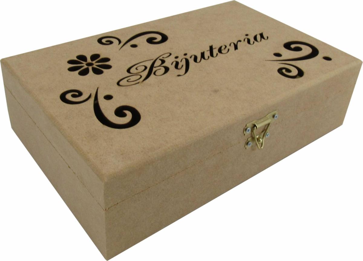 Caixa Joias Vazada Bijuteria 25x16x7cm Mdf Crú