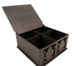 CAIXA CHA BULE 04 DIV. PINTADA 18X18X8CM CAIXA CHA BULE 04 DIV. PINTADA 18X18X8CM