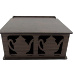 CAIXA CHA BULE 04 DIV. PINTADA 18X18X8CM CAIXA CHA BULE 04 DIV. PINTADA 18X18X8CM