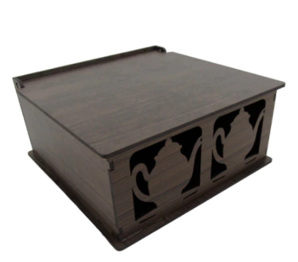 CAIXA CHA BULE 04 DIV. PINTADA 18X18X8CM CAIXA CHA BULE 04 DIV. PINTADA 18X18X8CM