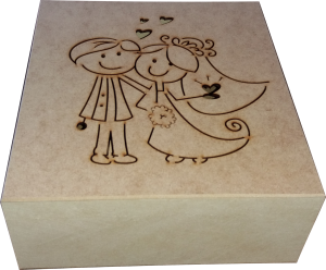 CAIXA NOIVO DOBRADICA 25x23X9,5CM MDF Crú